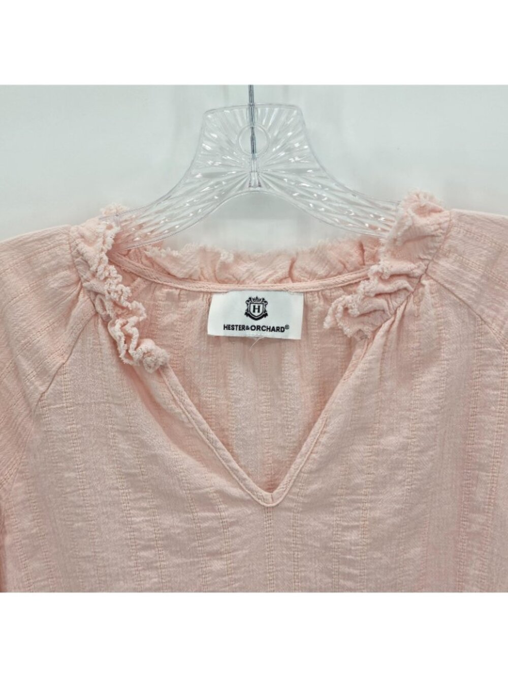 Hester & Orchard Top Womens XL Pale Pink Ruffle Cotton Gauze Boho Peasant Office - Picture 2 of 10